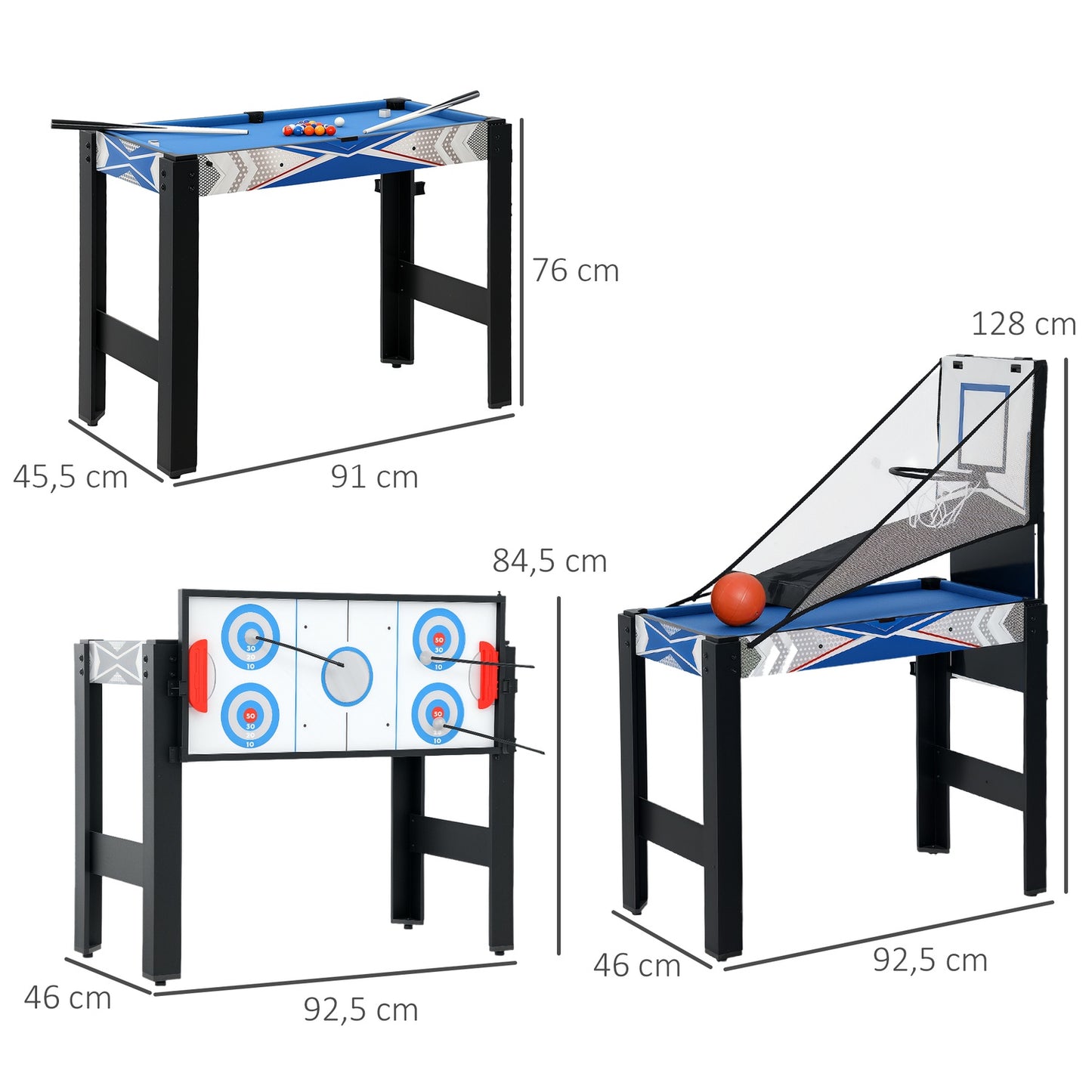 5-in-1 Game Table: Billiards, Table Tennis, Hockey, Basketball, Archery