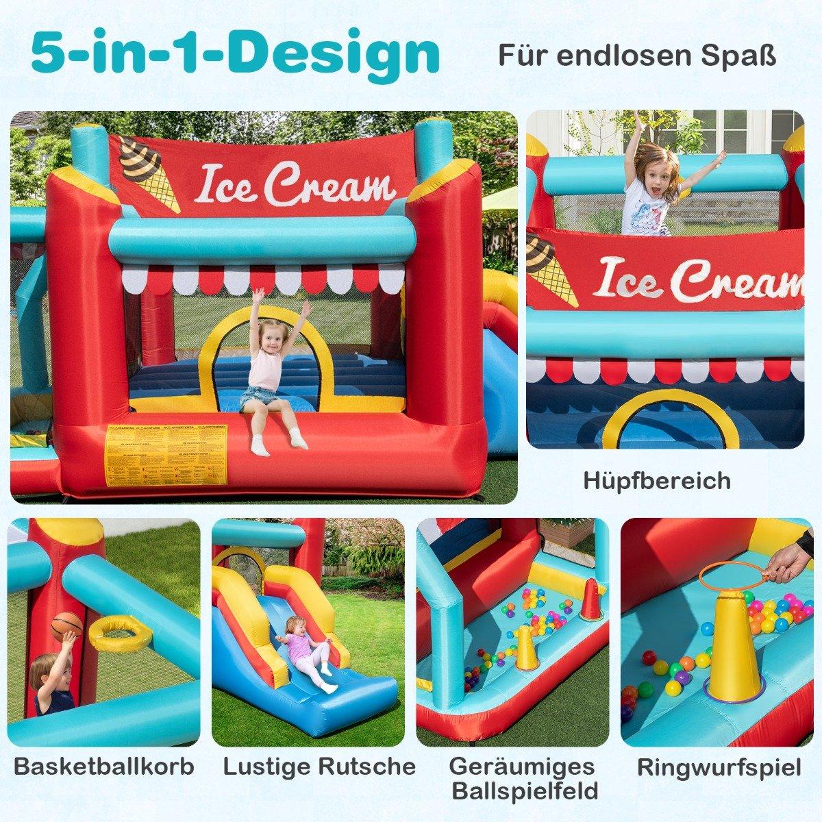5-in-1 Inflatable Bounce House with Slide & Ball Pit