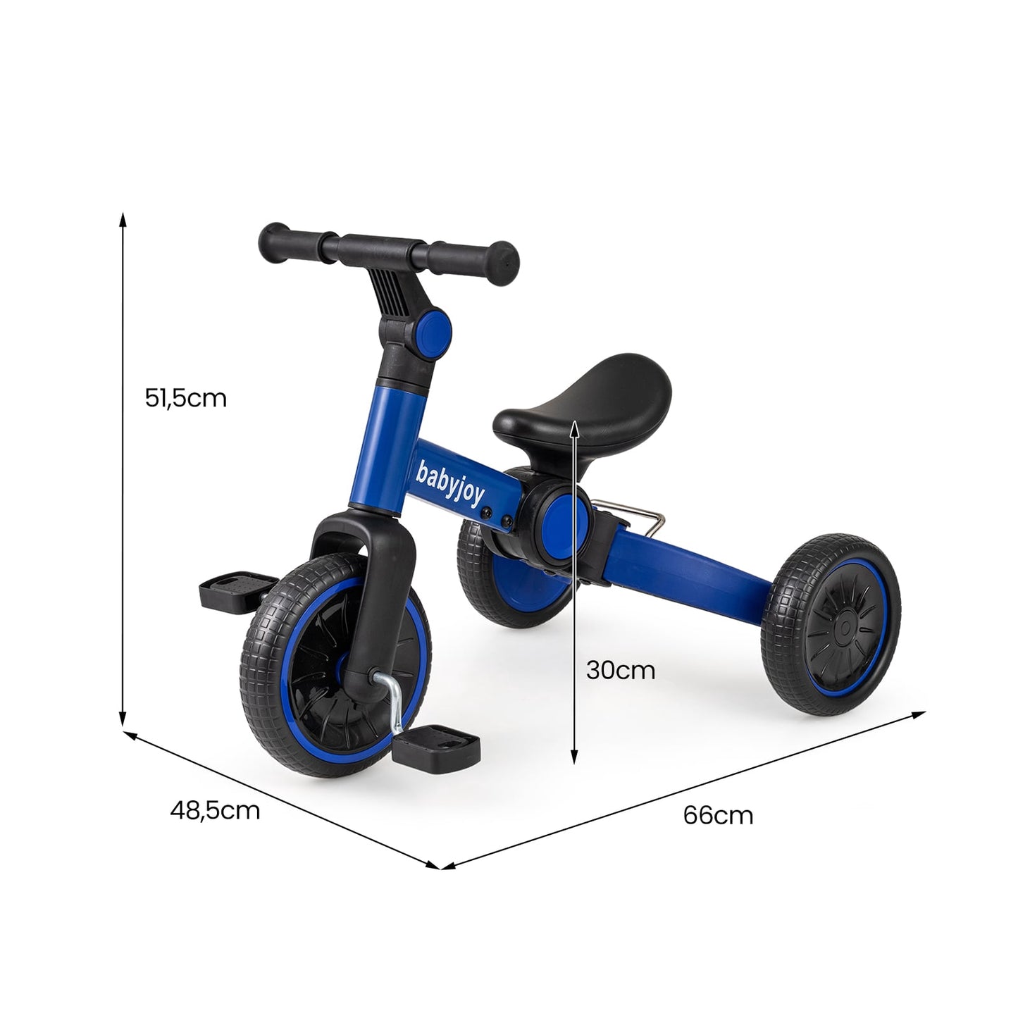 5-in-1 Kids Balance Bike with Adjustable Handlebar, Blue