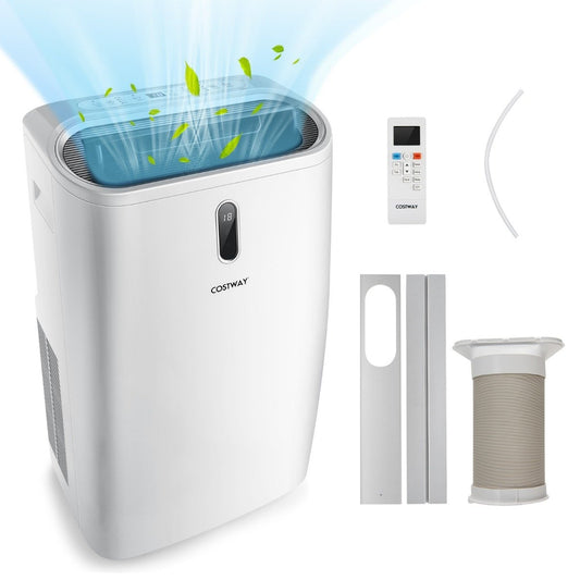 5 in 1 Mobile Air Conditioner 16000 BTU Cooling & Fan & Dehumidifying & Heating Dehumidifier 16℃-32℃ 44.5 x 39 x 77 cm White