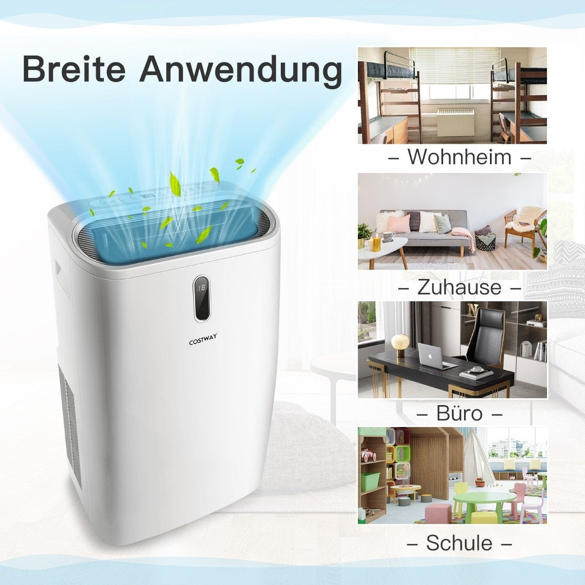 5 in 1 Mobile Air Conditioner 16000 BTU Cooling & Fan & Dehumidifying & Heating Dehumidifier 16℃-32℃ 44.5 x 39 x 77 cm White