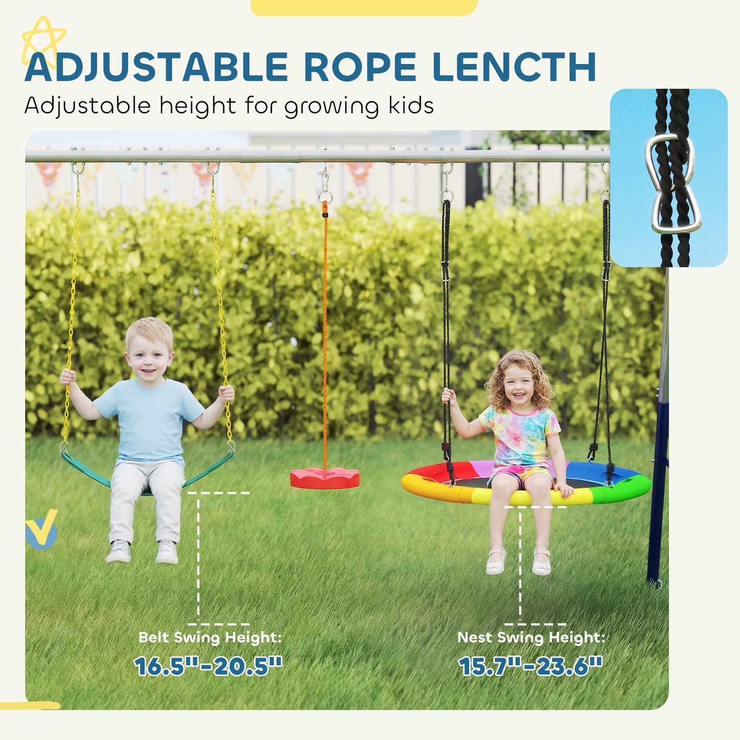 5-in-1 Outdoor Playset with Slide & Swings for Kids