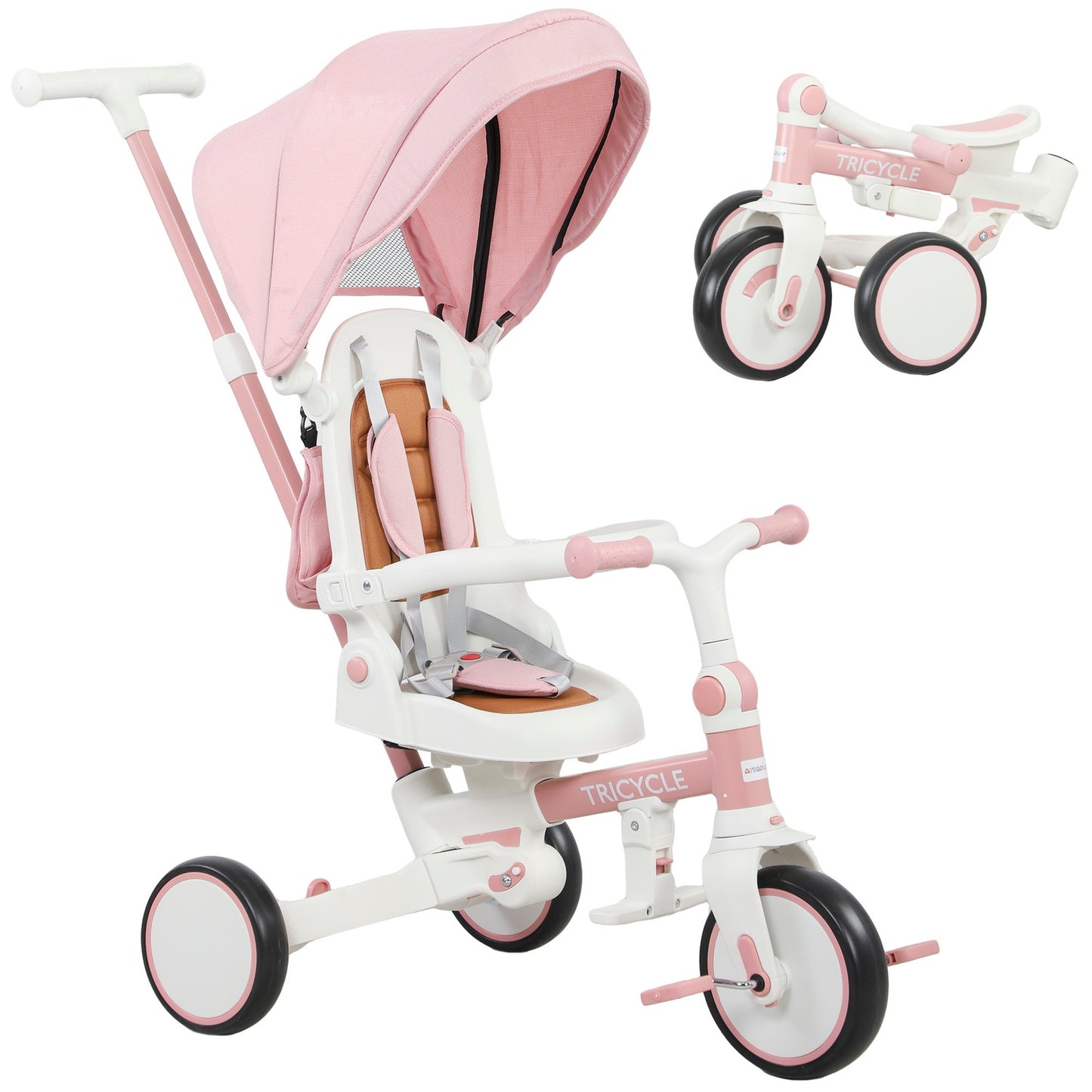 5-in-1 Toddler Tricycle, Adjustable, Pink, Ages 1-3