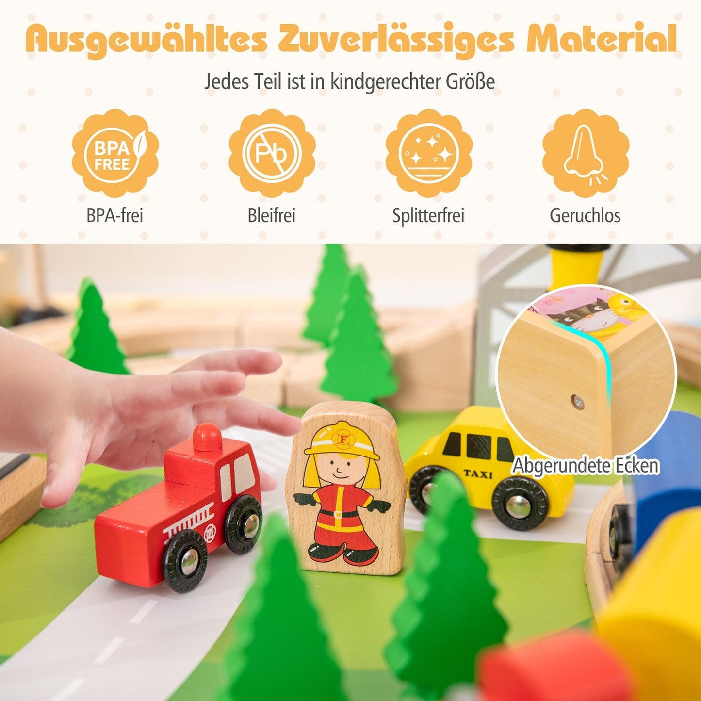 5-in-1 Wooden Train Table Set with Reversible Board