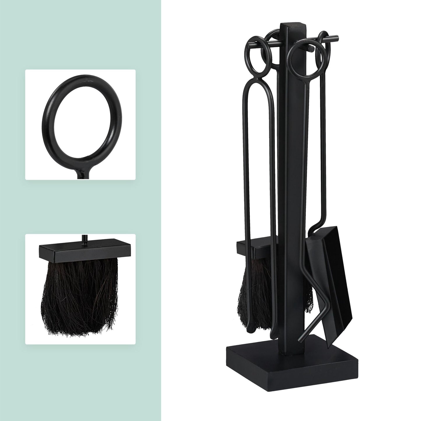5-piece black fireplace set