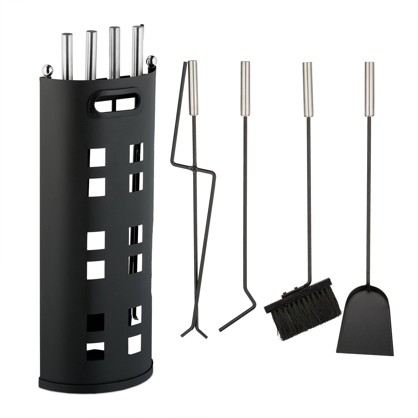 5-piece fireplace set in black