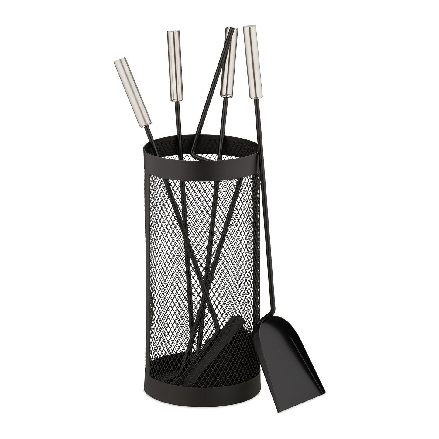 5-piece fireplace set in black bucket