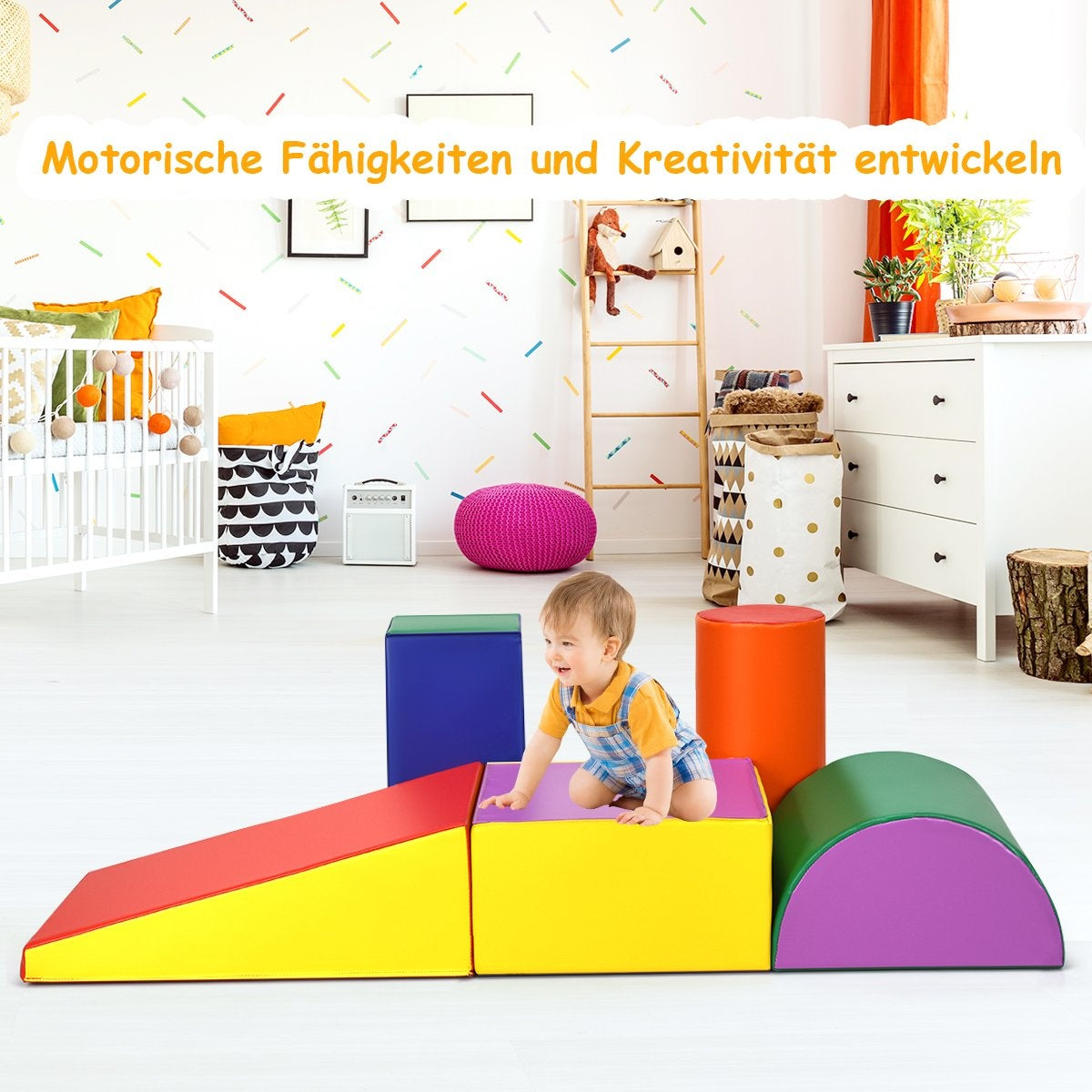 5-piece foam building blocks, giant building blocks for running around and climbing, soft building blocks, foam, colorful