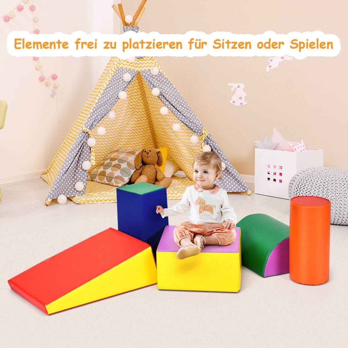 5-piece foam building blocks, giant building blocks for running around and climbing, soft building blocks, foam, colorful