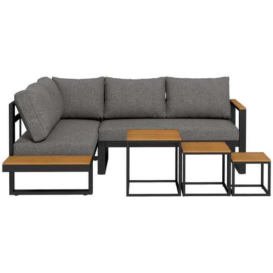 5-piece gray garden lounge set with corner sofa and table