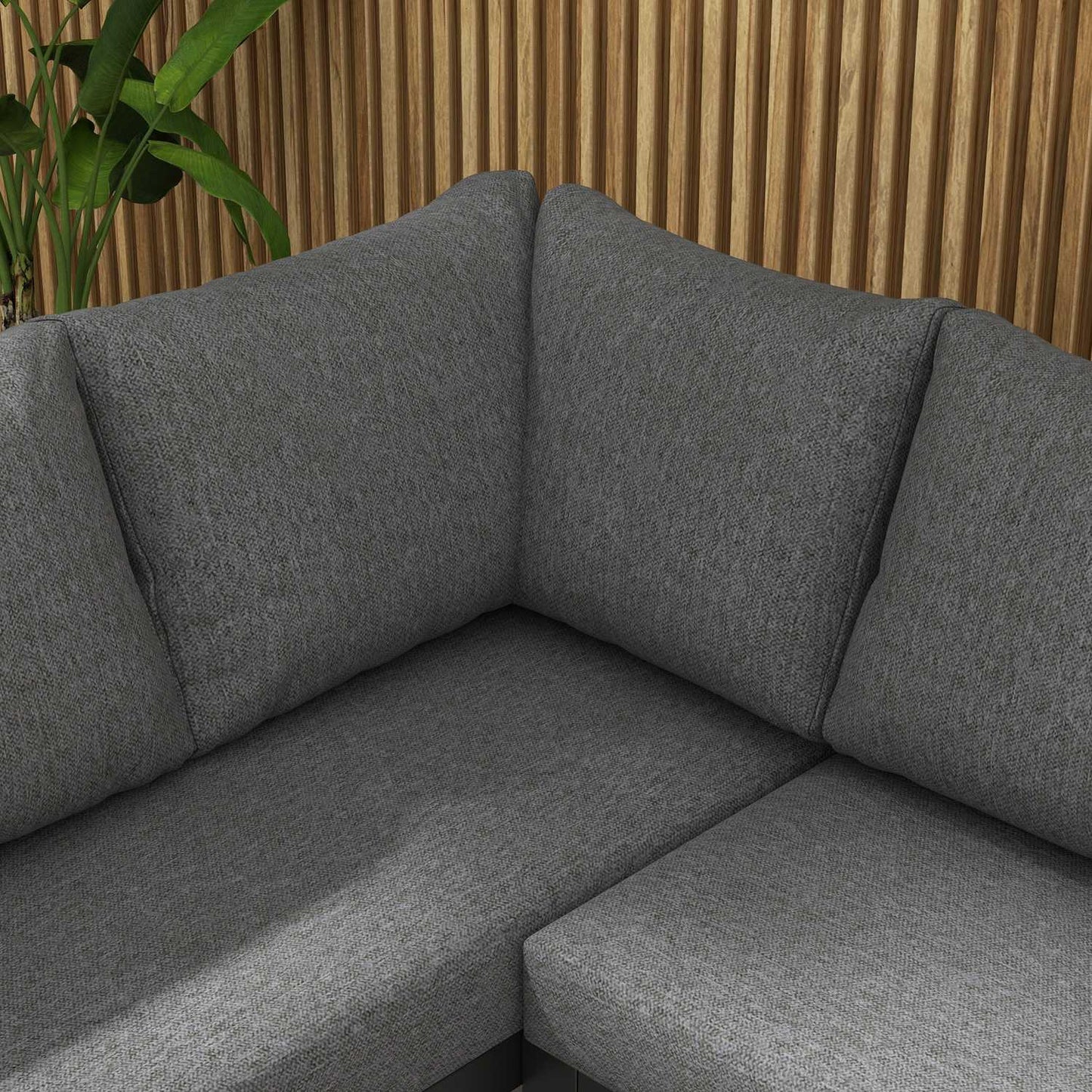 5-piece gray garden lounge set with corner sofa and table