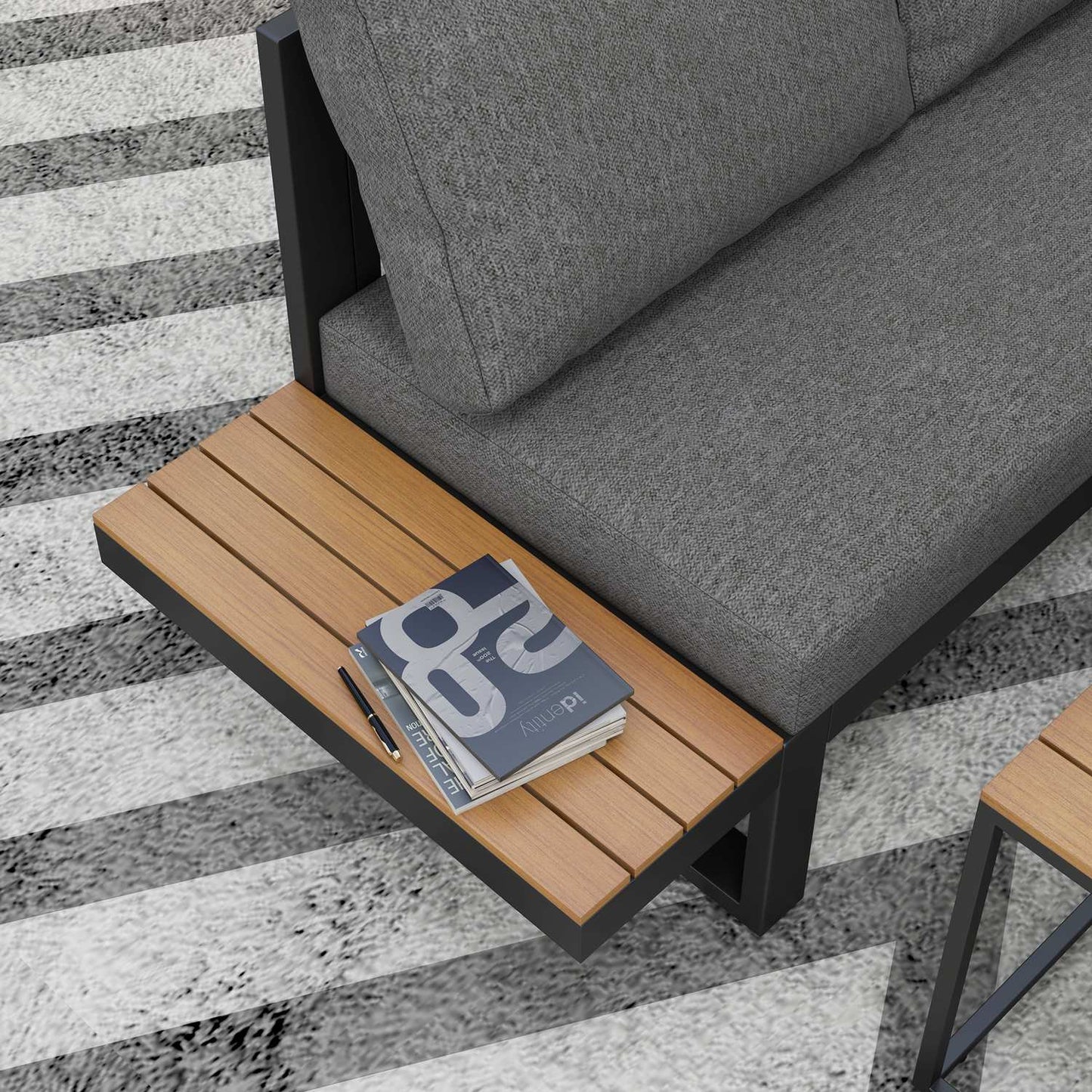5-piece gray garden lounge set with corner sofa and table