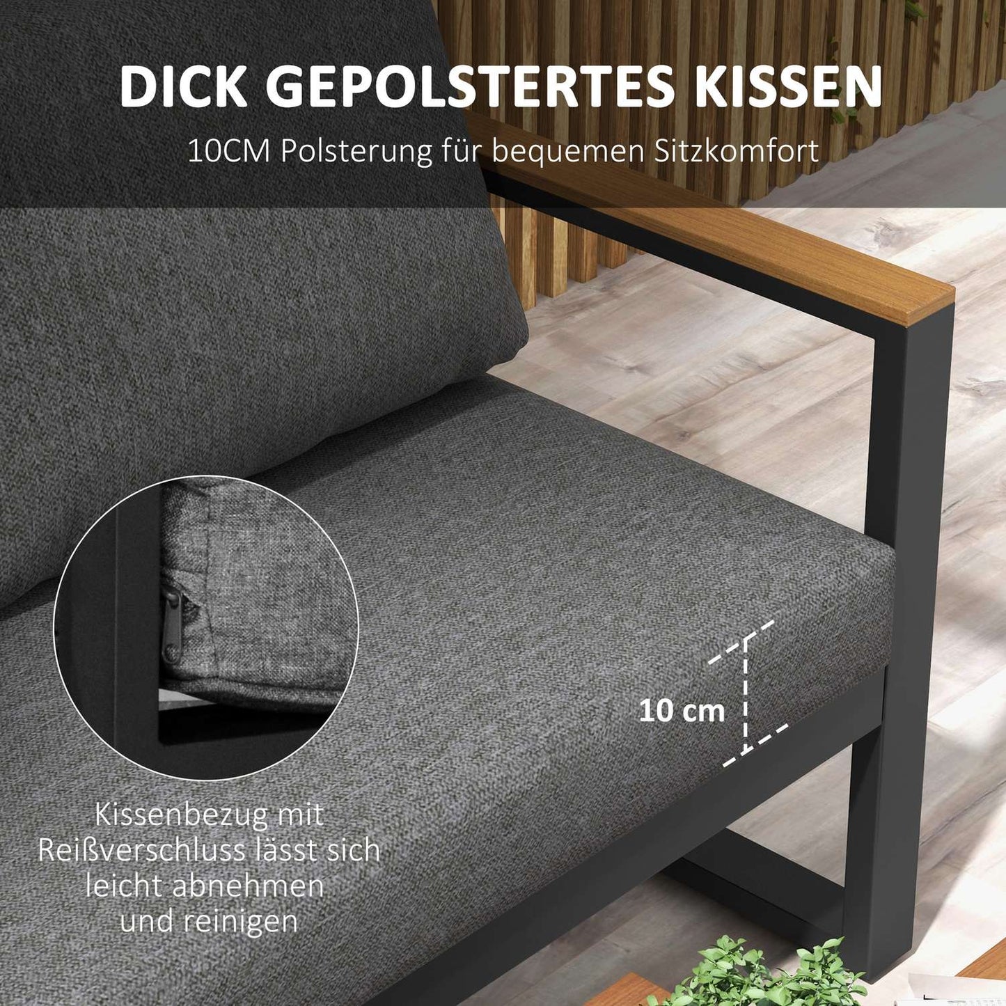 5-piece gray garden lounge set with corner sofa and table