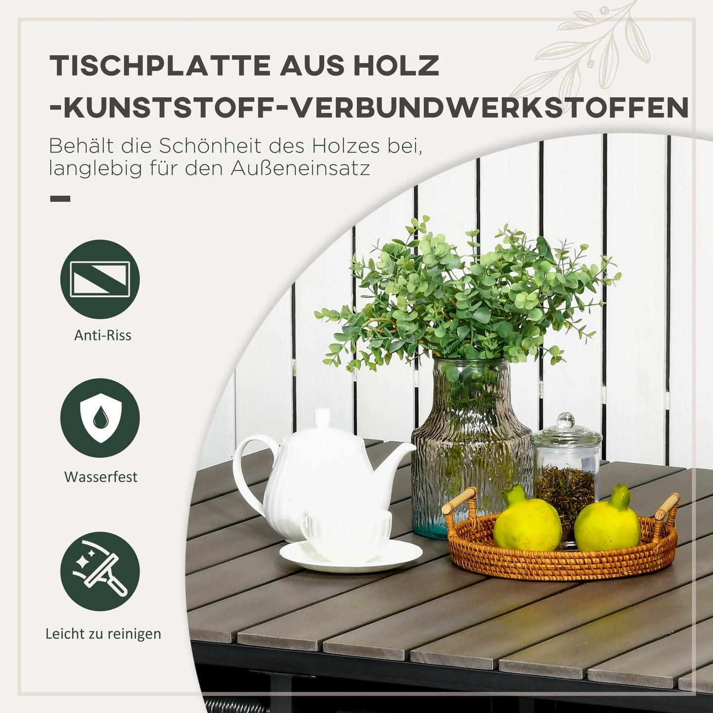 Garden set in poly rattan - 5 pieces, including table and chairs