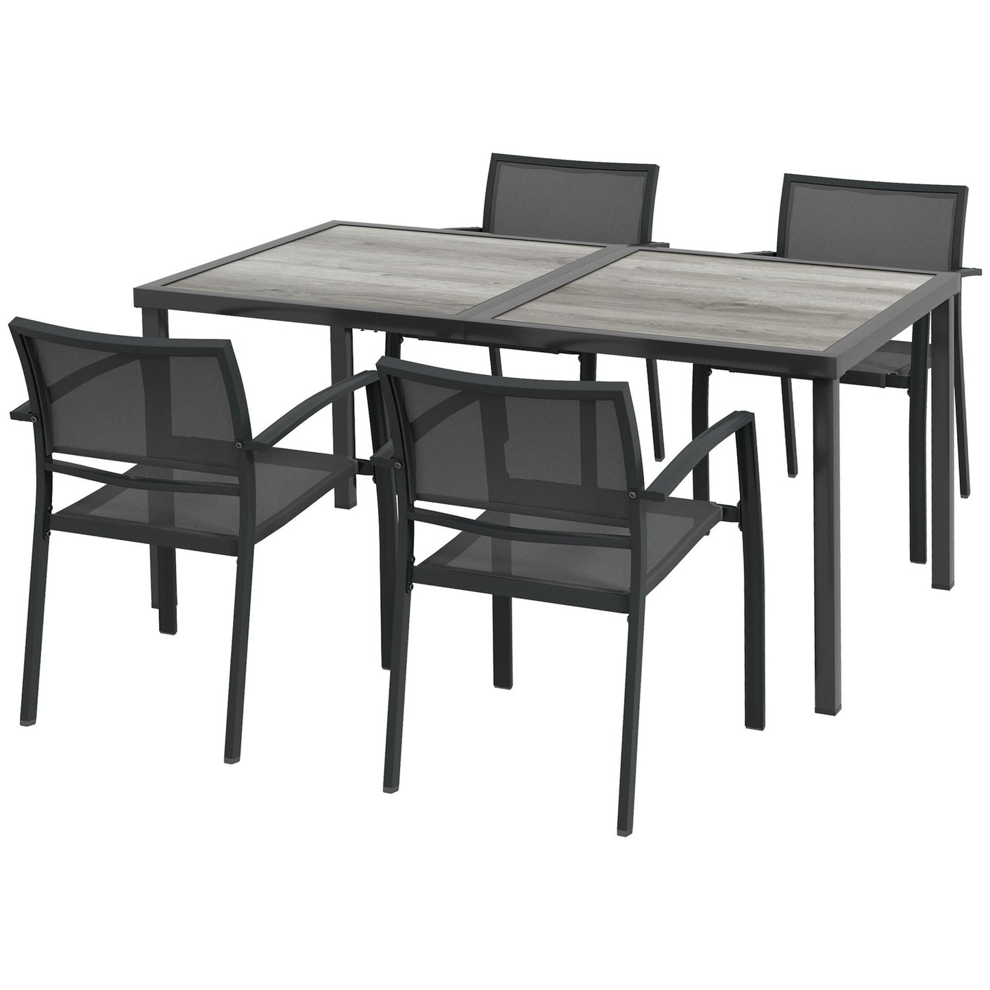 5-piece patio seating area - Dark gray Mesh chairs and table