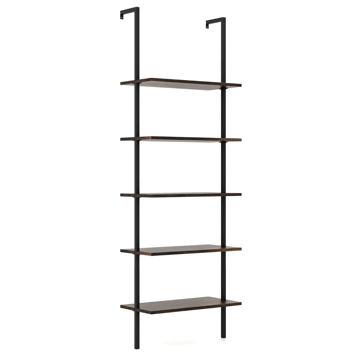 5-tier ladder shelf wall shelf with steel frame 60 x 30 x 180 cm rustic brown