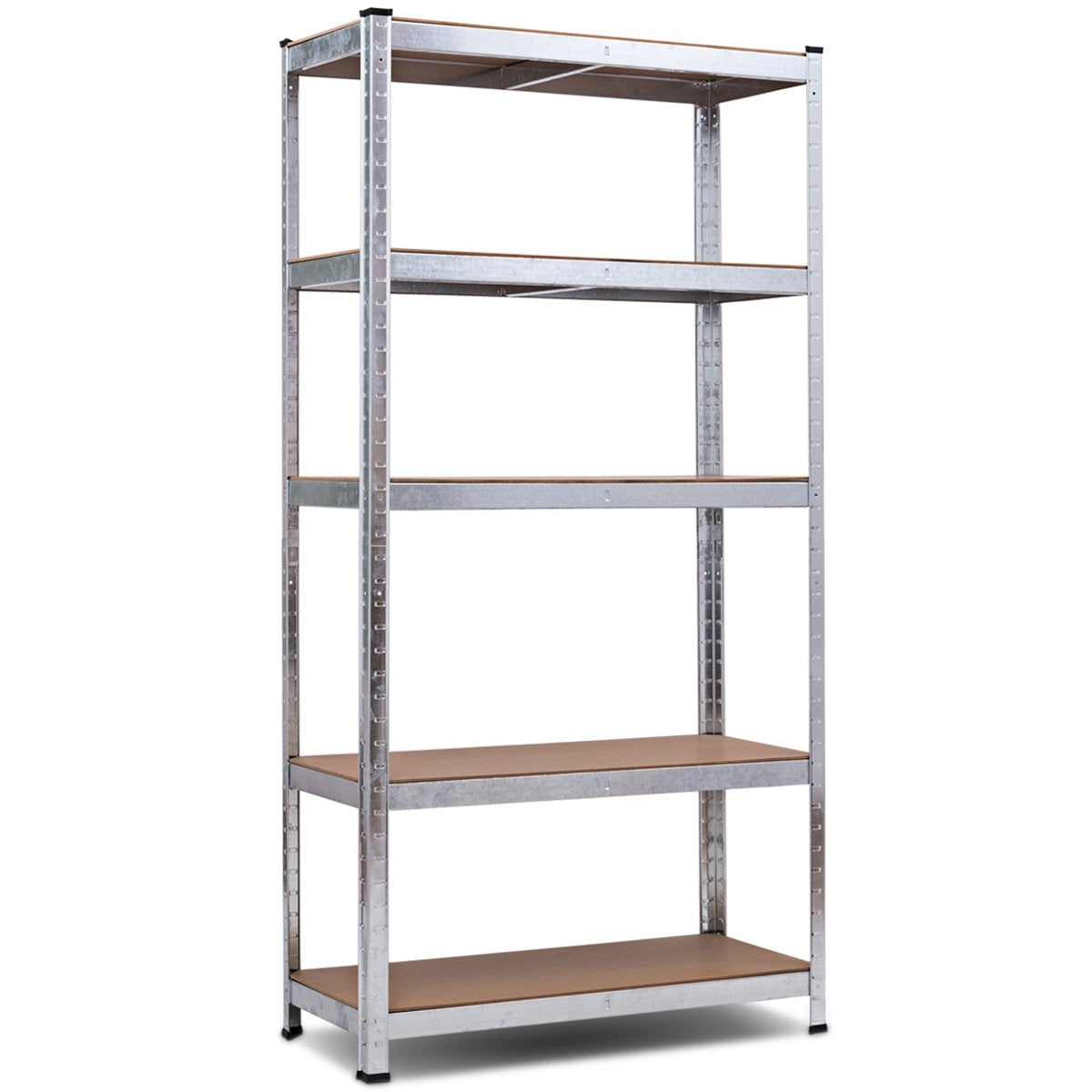 5 tier storage shelf, space-saving heavy-duty shelf, metal shelf, workshop shelf, silver