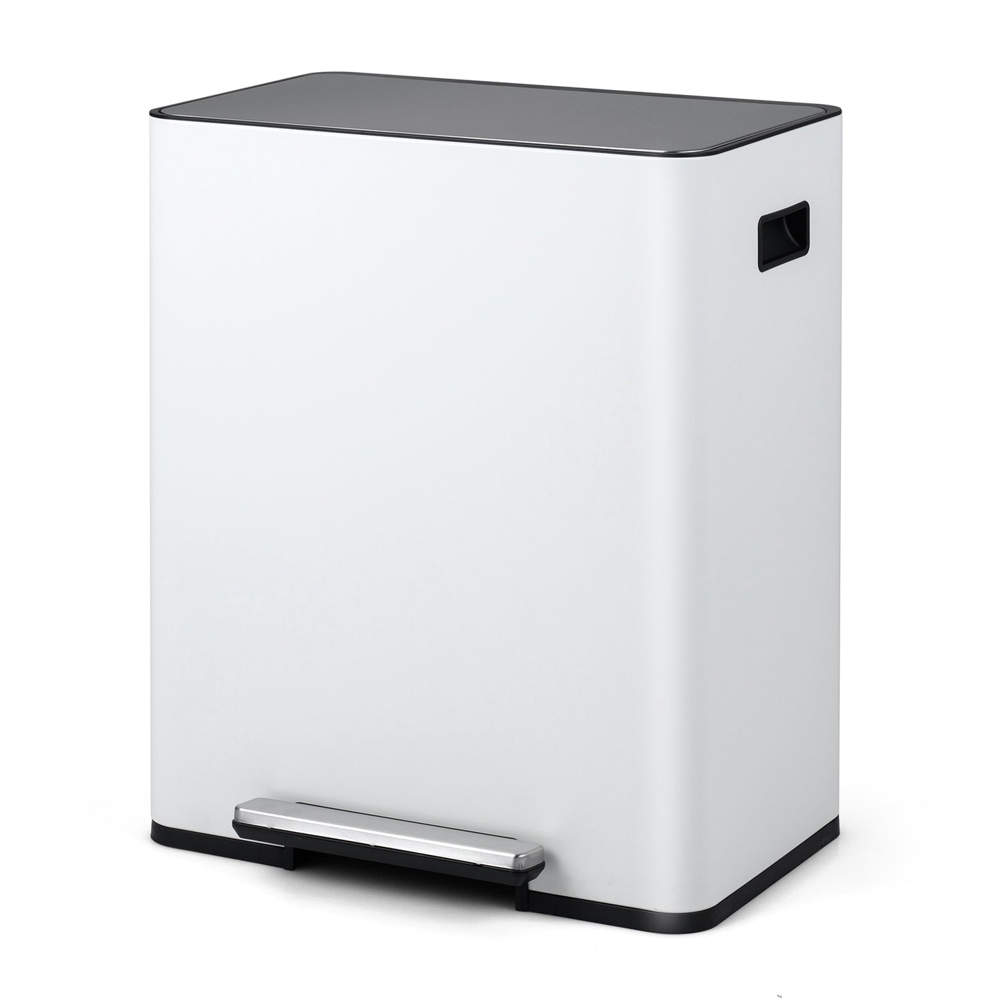 60L Stainless Steel Kitchen Trash Can with Pedal & Dual Bins