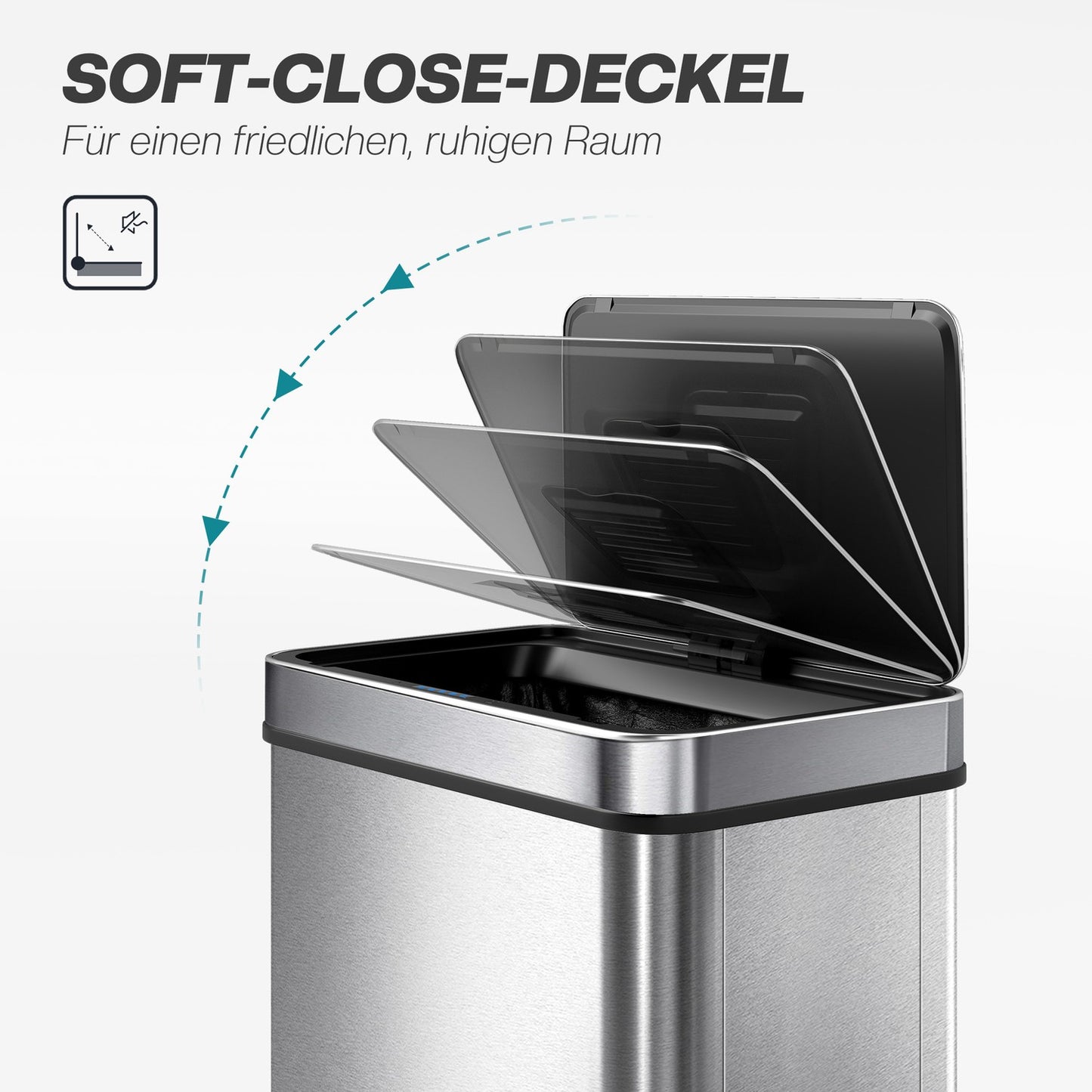 60L Stainless Steel Sensor Trash Can, Automatic Lid