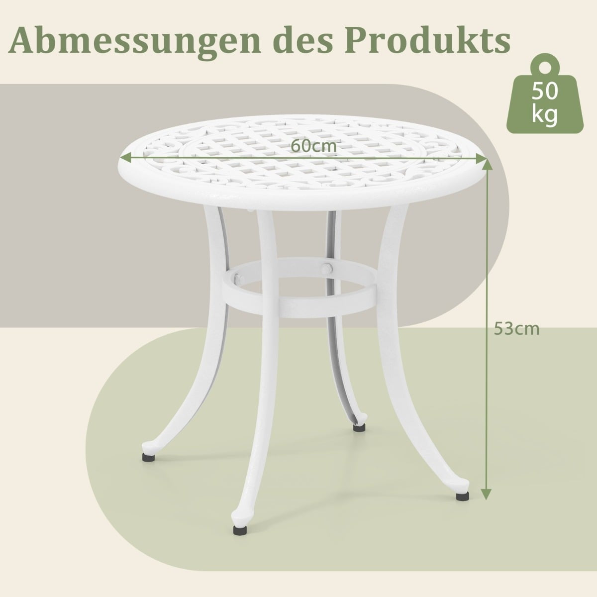 60 cm Round Cast Aluminum Patio Table – Adjustable Feet