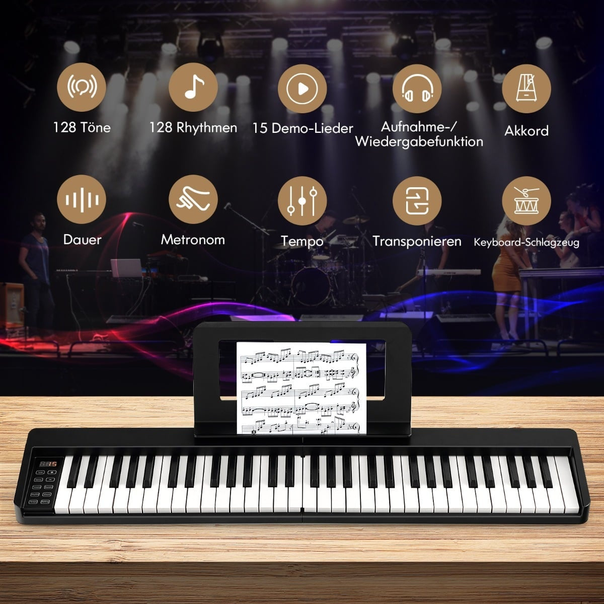 61-Key Folding Digital Piano with Bluetooth & Accessories