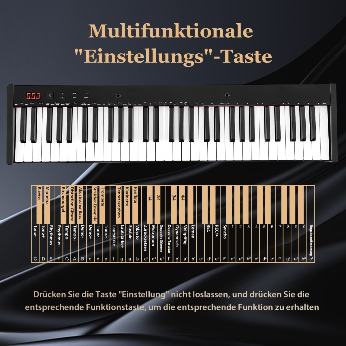 61-Key Portable Electronic Keyboard with Stand & Stool
