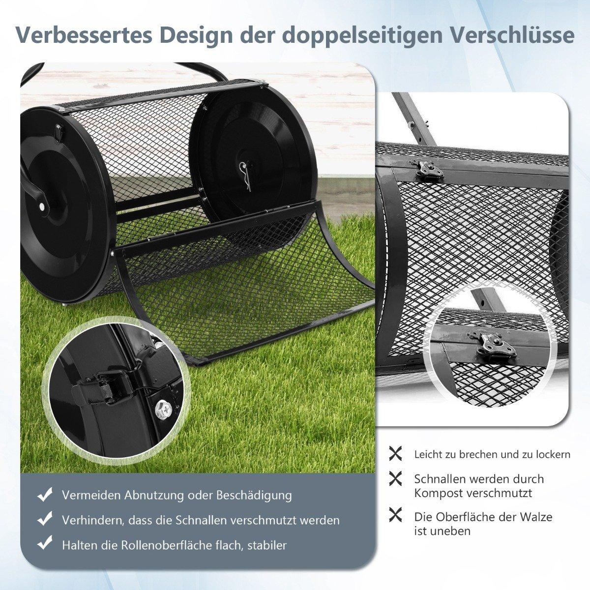 68cm Wide Compost Spreader with Improved Side Bars & U-Shaped Handle Black