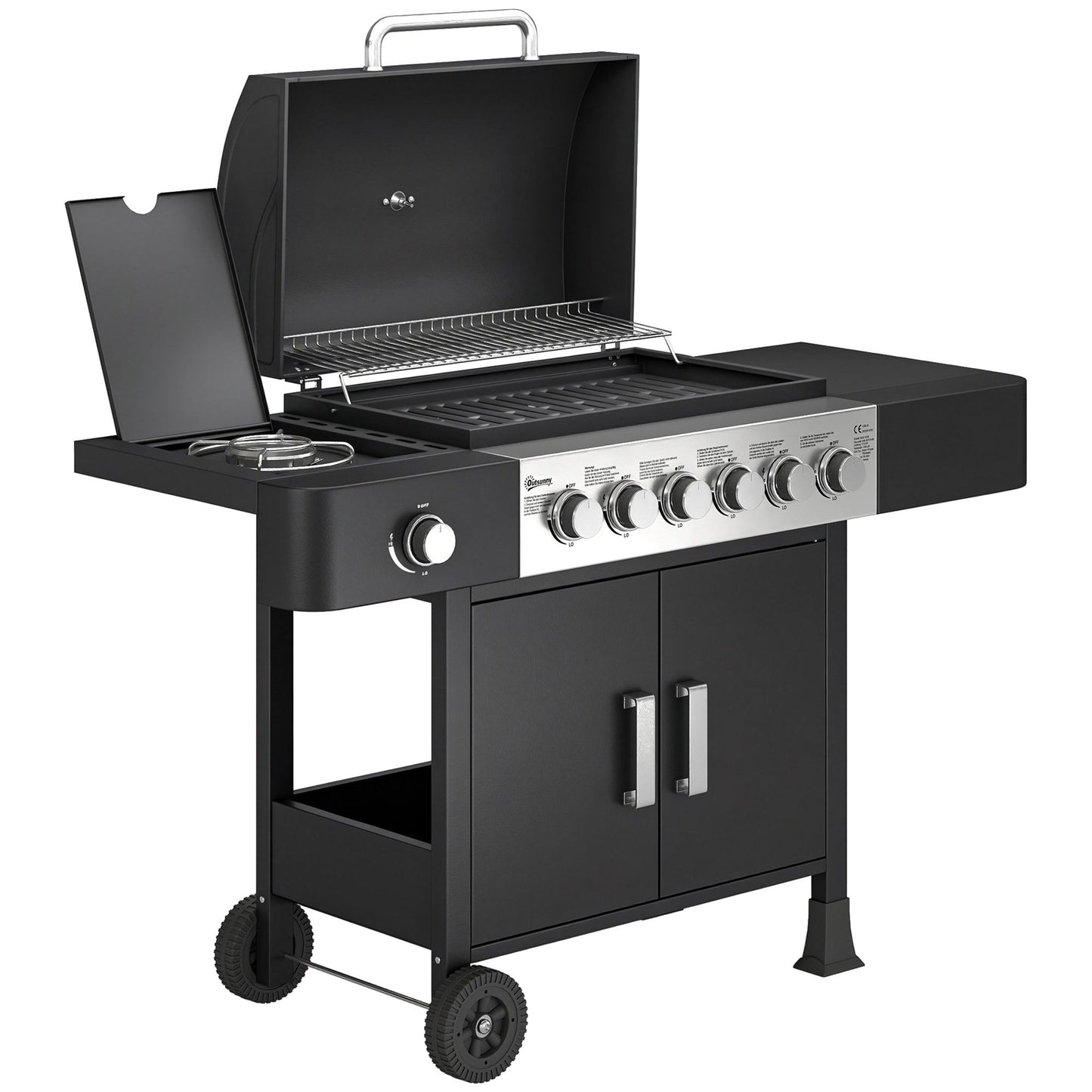 6-Burner Stainless Steel Gas Grill with Side Burner