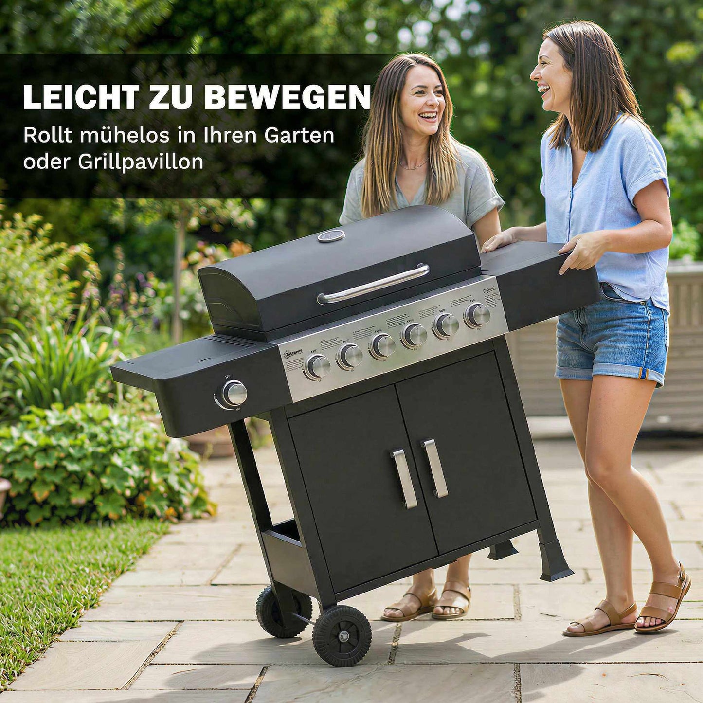 6-Burner Stainless Steel Gas Grill with Side Burner