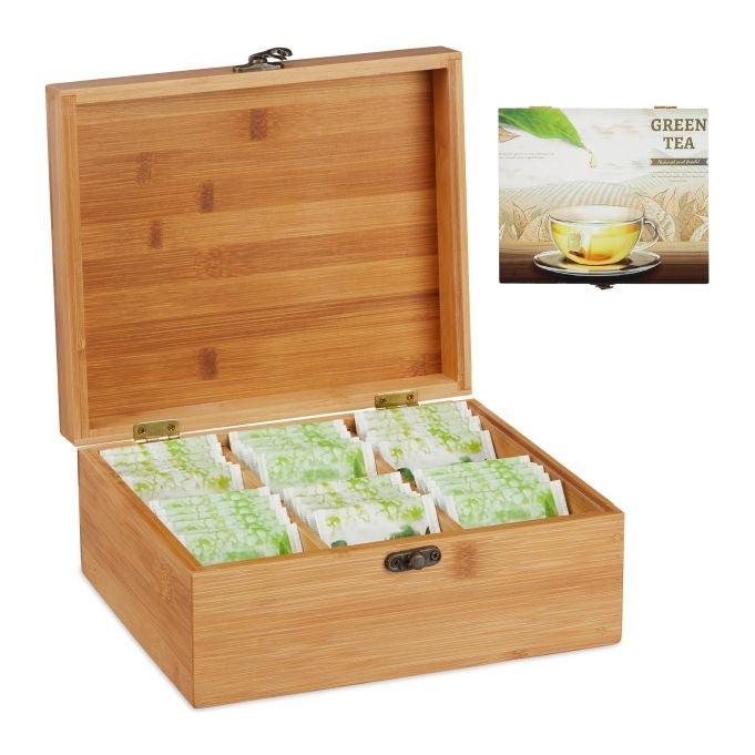 6-Compartment Bamboo Tea Box