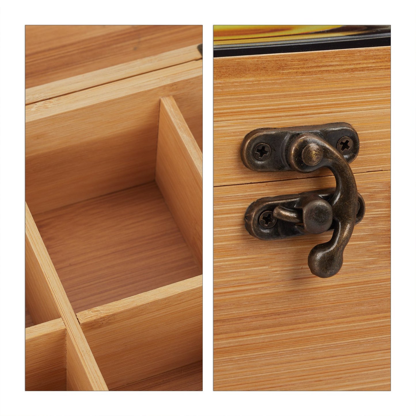 6-Compartment Bamboo Tea Box