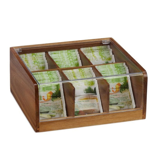 6-Compartment Wooden Tea Box