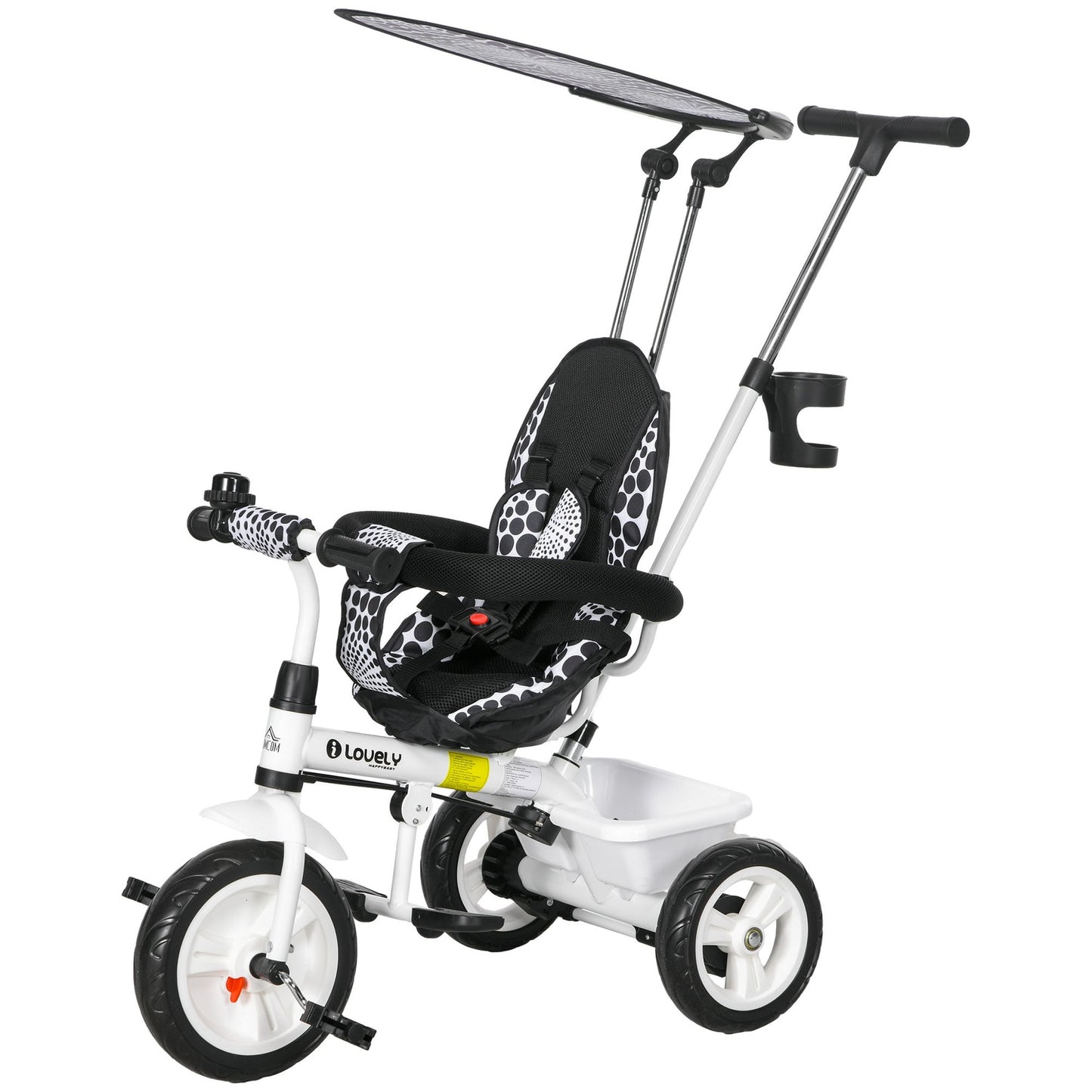 Tricycle for children with sun protection and adjustable seat