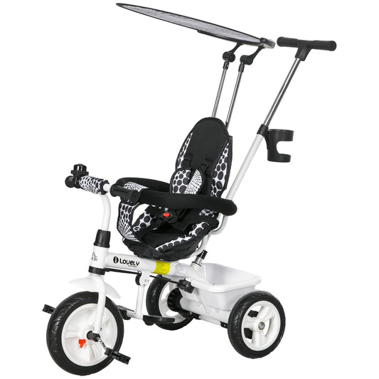 Tricycle for children with sun protection and adjustable seat