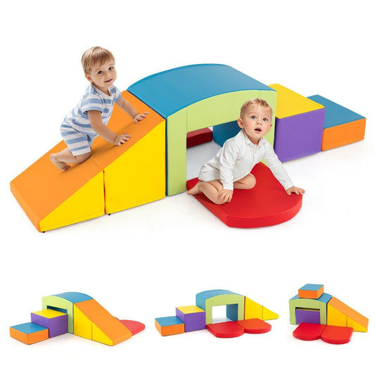 6 PCS. Foam building blocks Soft building blocks with tunnel stairs &amp; Ramp colorful