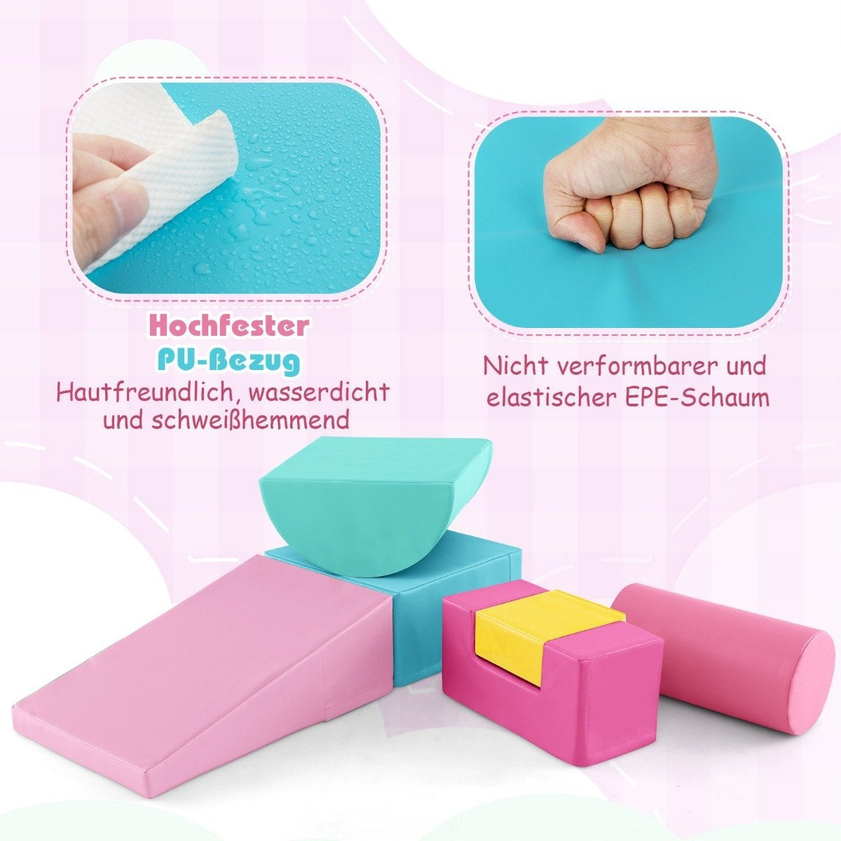 6 PCS. Foam building blocks, giant building blocks for running around and climbing, dark pink
