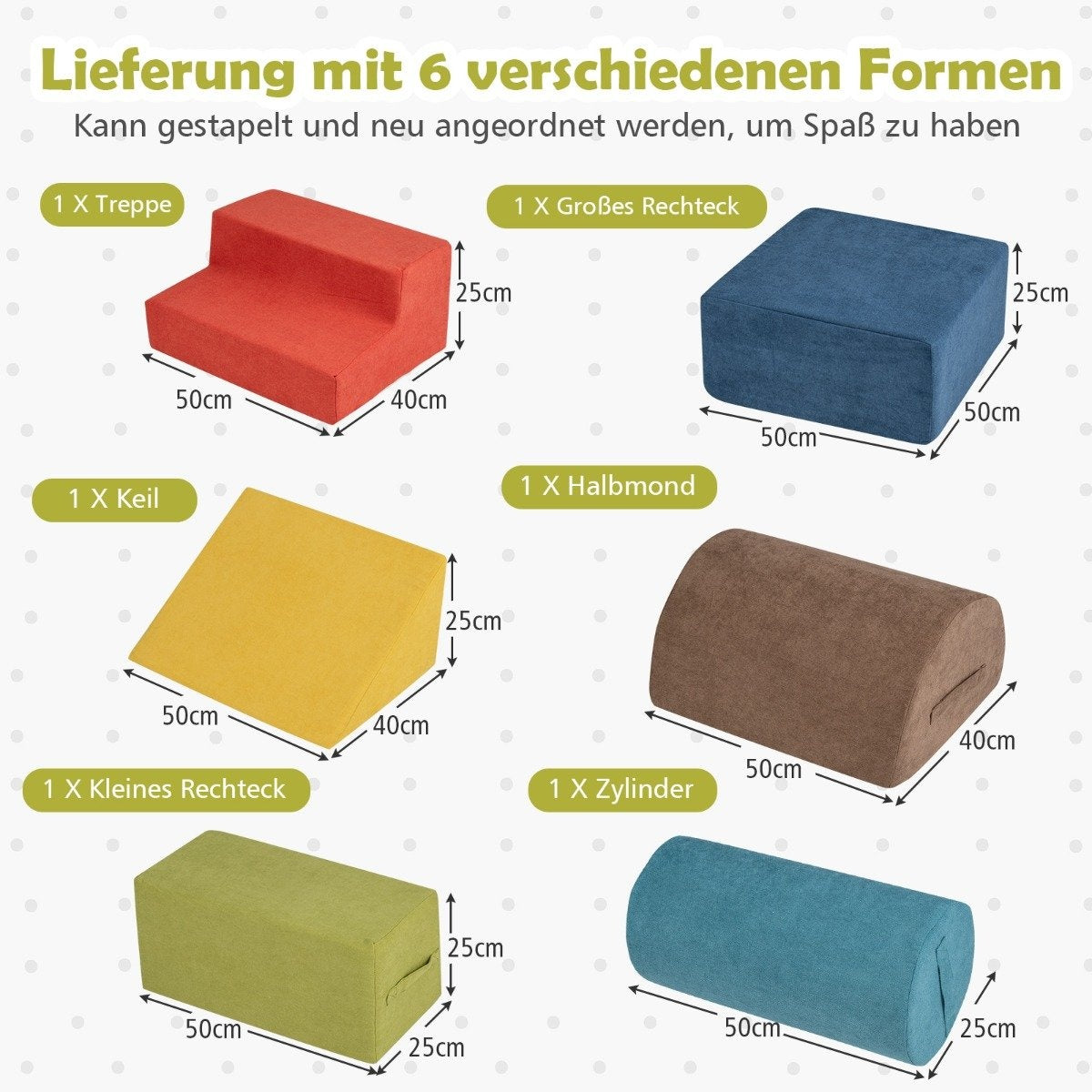 6 PCS. Soft building blocks for climbing and crawling Foam building blocks Giant building blocks Colorful