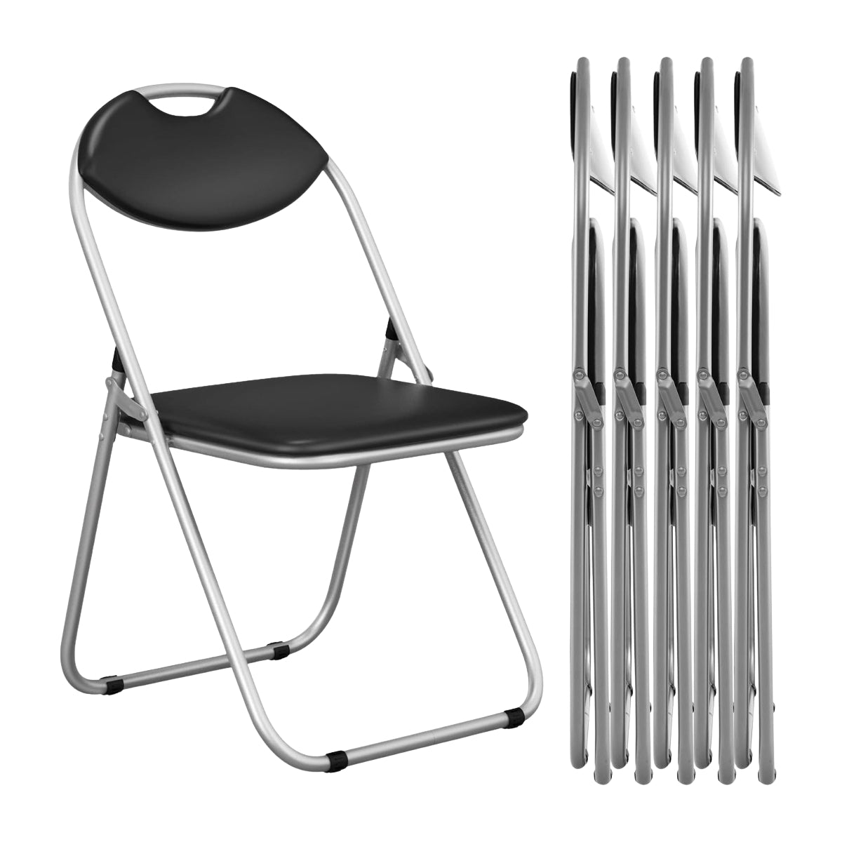 6-Pack Folding Chairs with Metal Frame & Cushioned Seats