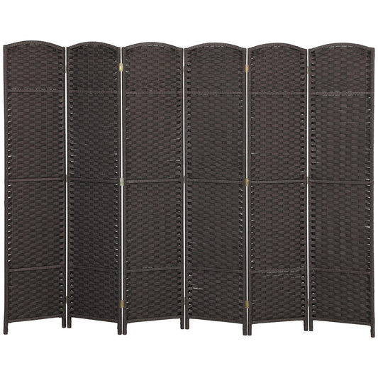 6-Panel Folding Room Divider, Brown, Polypropylene