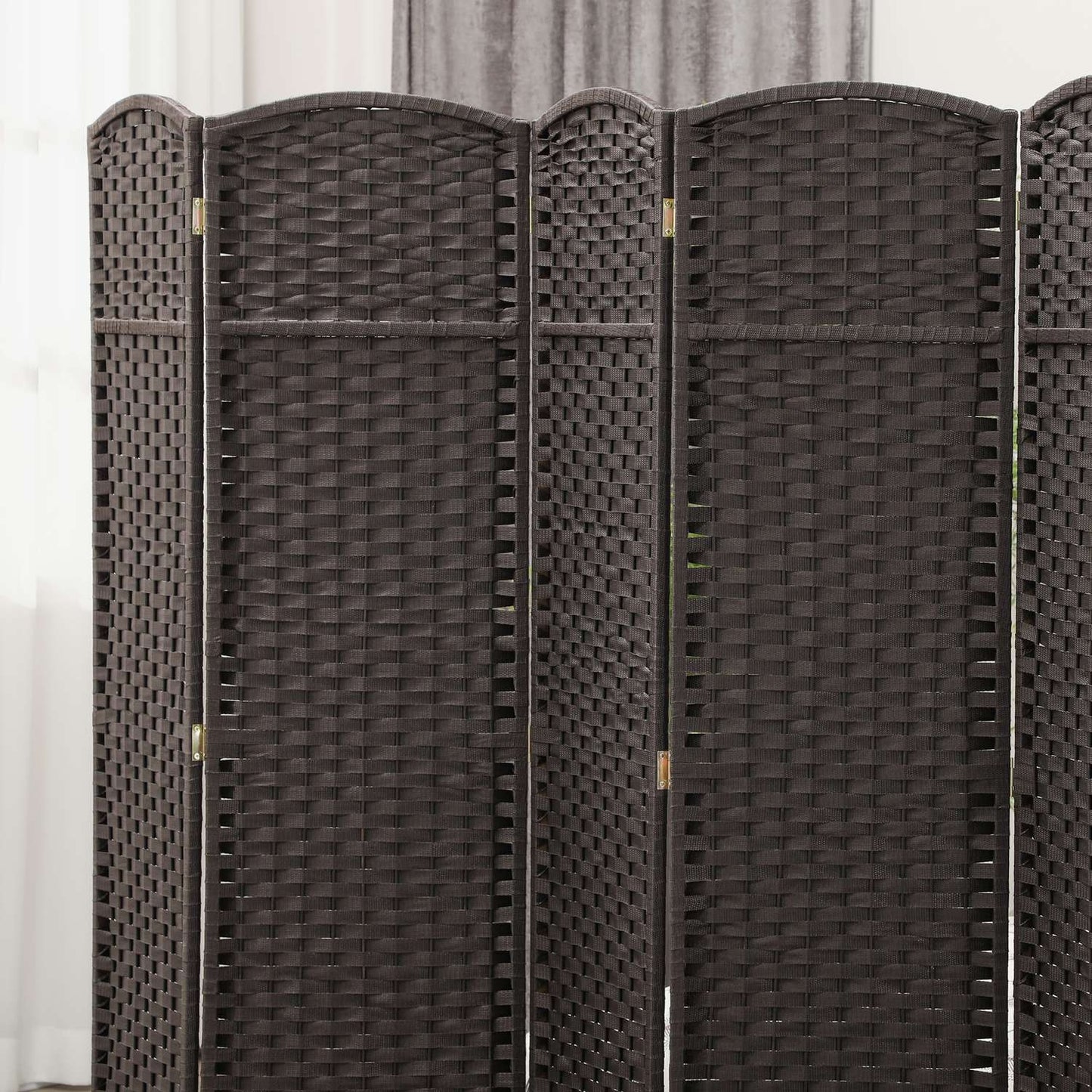 6-Panel Folding Room Divider, Brown, Polypropylene