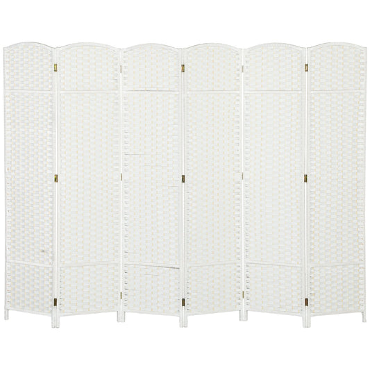 6-Panel Folding Room Divider, White Polypropylene