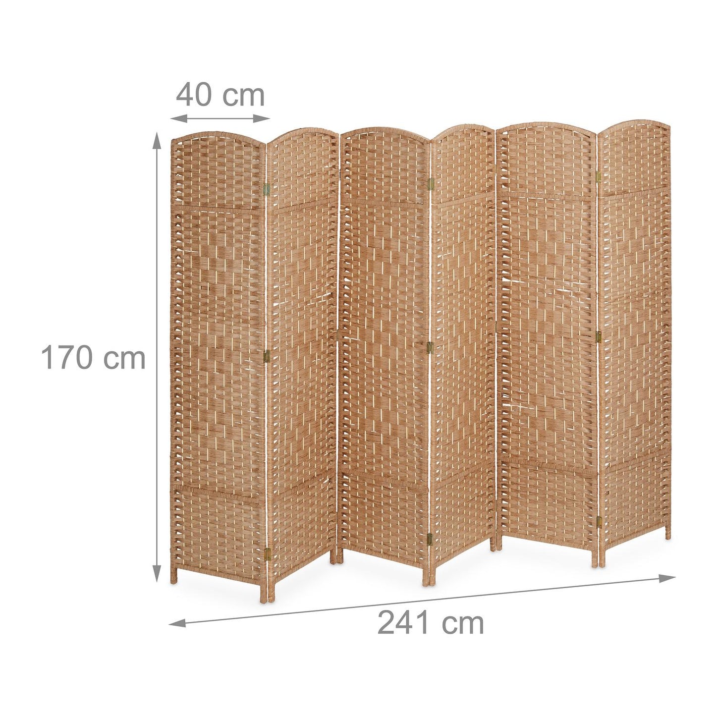 6-Panel Natural Folding Room Divider