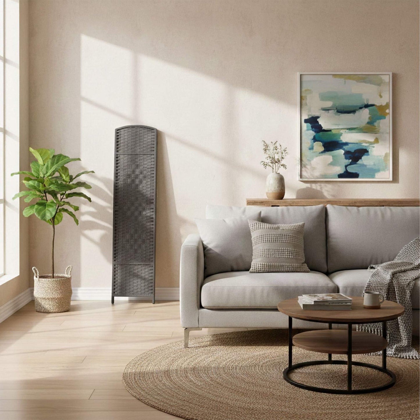 6-Panel Room Divider Folding Screen