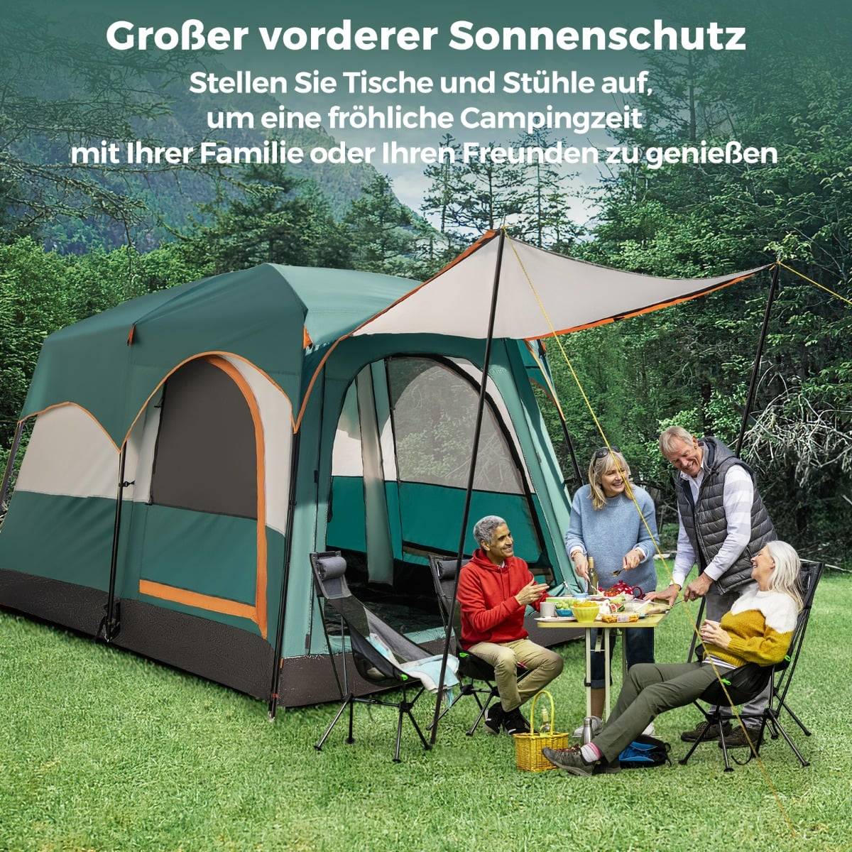 6-Person Camping Tent with 2 Rooms, Rainfly, Mesh Windows