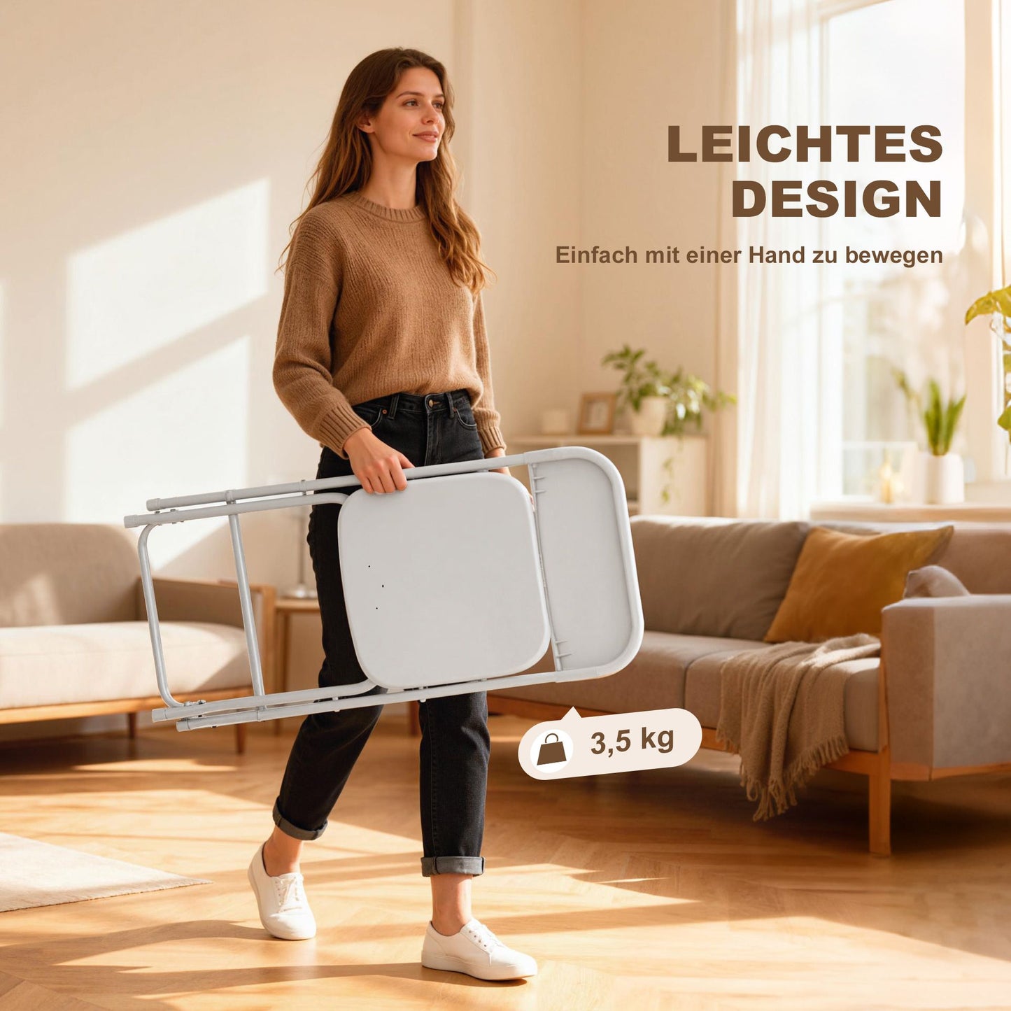6-Piece Folding Chairs, White, Steel Frame, Drain Holes