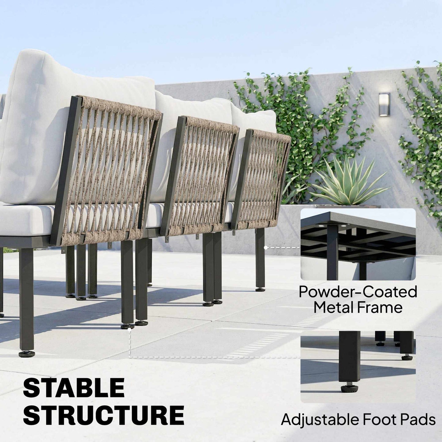 6-Piece Outdoor Lounge Set for 5-6 People with Table