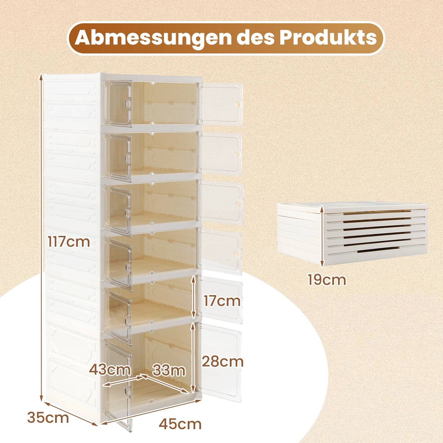 6-Tier Shoe Cabinet for 12 Pairs with Magnetic Doors