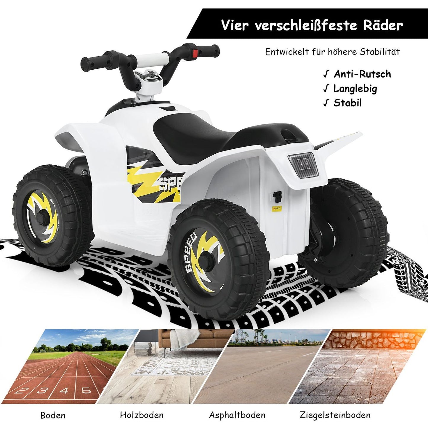 6V Battery Operated Quad Mini Quad for Toddlers 73 x 40 x 44.5 cm White