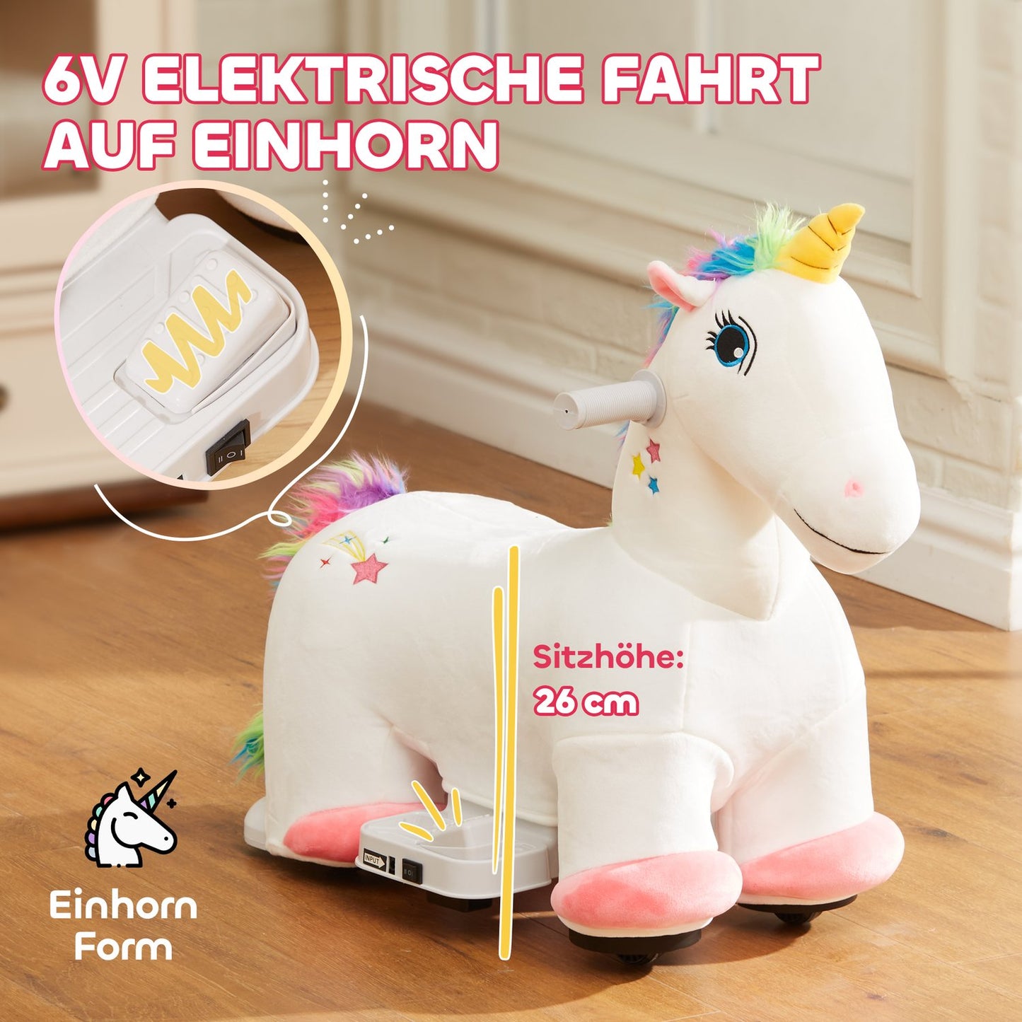 Children's Unicorn electric ride-on car with music, 1.5-3 years