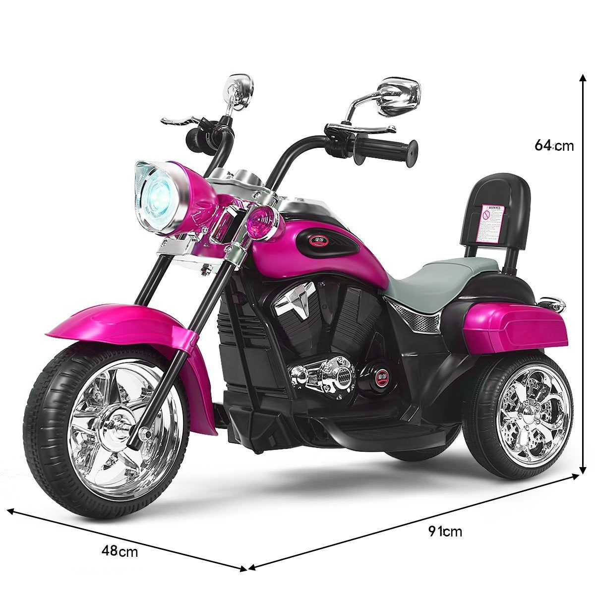 6 V Electric Motorcycle Battery Operated Motorcycle with Music 91 x 48 x 64 cm Pink Red